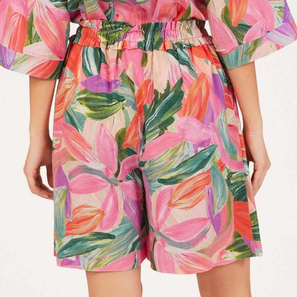 Thought Womens Adella Hemp Tropical Floral City Shorts Multicolor Size 12 NWT - Picture 4 of 16